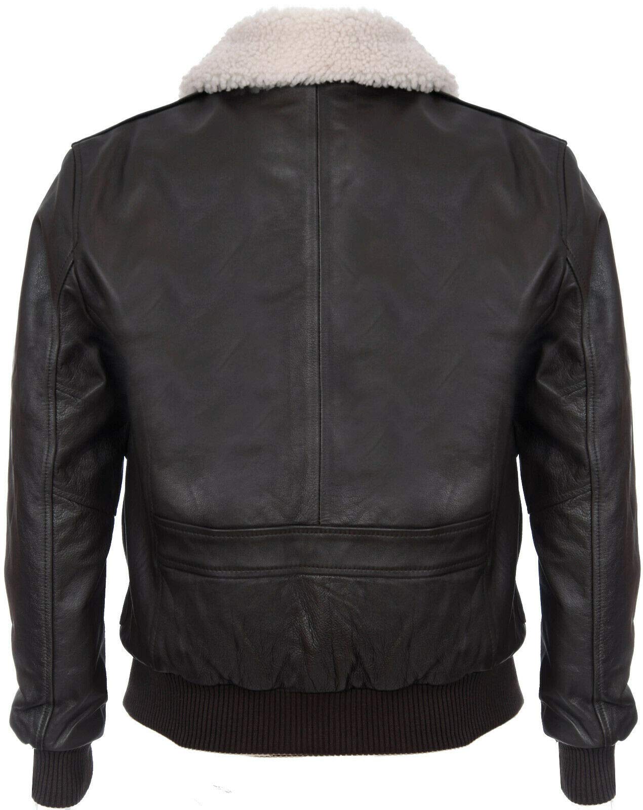 Infinity Leather Uomini A2 Marrone Nappa Bomber Giacca in Pelle con Collo in Montone Staccabile