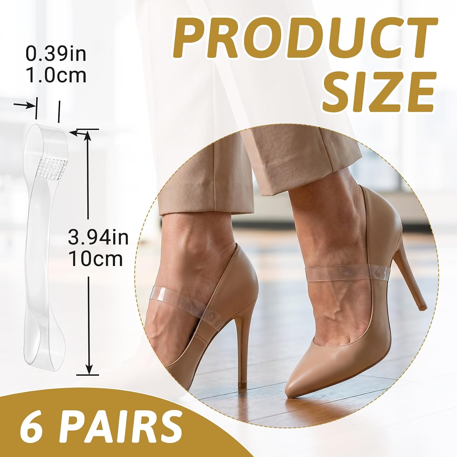 6 Pairs Clear Shoe Straps for Heels, Invisible Anti-Loose Heel Bands
