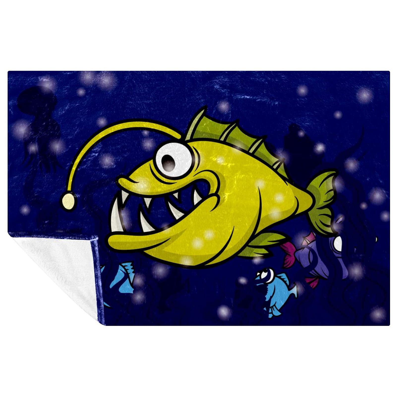 Couverture douce pour camping et pique-nique imprimé poisson