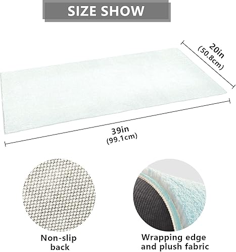 Miniatura 3 de Tapetes de felpa color crema menta para baño, base de goma antideslizante, lavables, alfombra de baño absorbente, 39 x 20 pulgadas