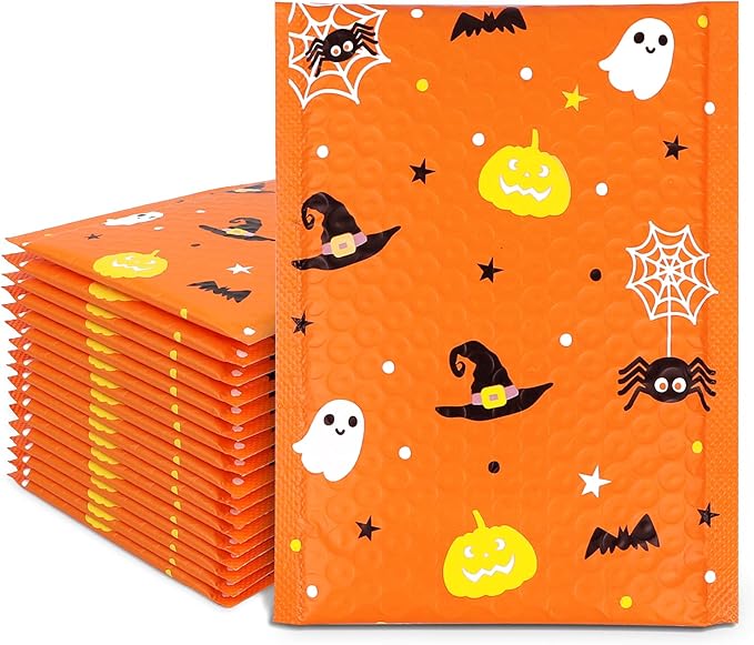 DIYDEC 25PCS Halloween Bubble Mailers,Halloween Poly Padded Envelopes Mailers