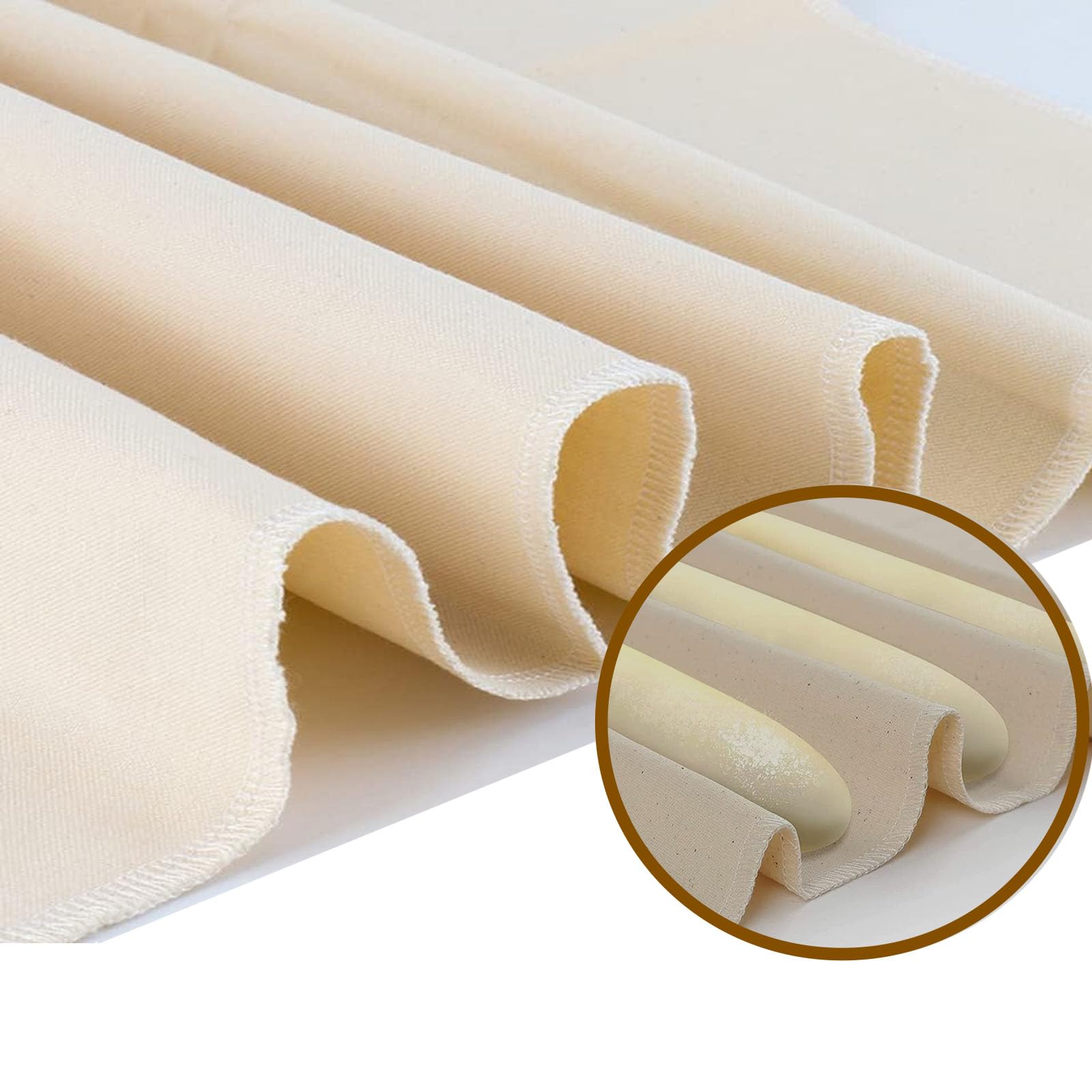Proofing Cloth for Bread Baking, 75x45 cm Bread Cloth Reusable Bakers Couche, Cotton Bread Cloth for Rolling Dough, Baguettes, Loaves, Pastry, Homemade Bread