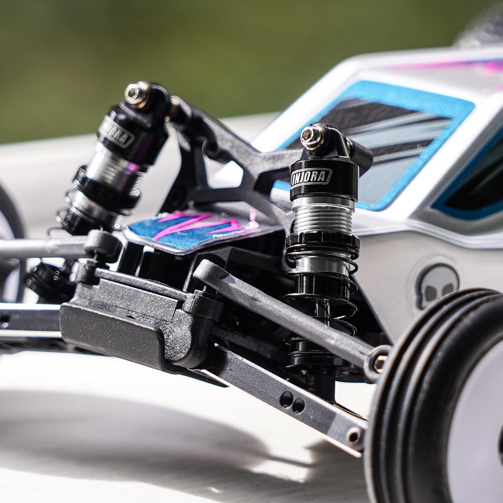 INJORA Torri degli Ammortizzatori in Carbonio con Supporto e Ammortizzatori ad Olio in Alluminio per 1/24 Buggy Losi Micro-B 1/28 Micro-T