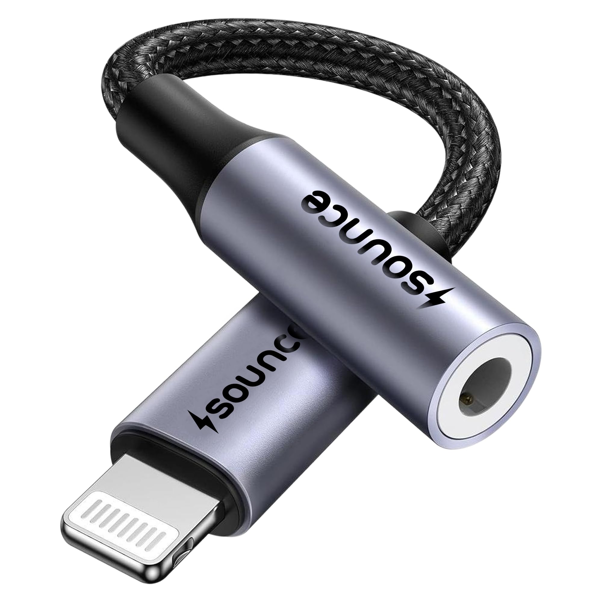 Sounce 8-Pin to 3.5mm Audio Converter – DAC Chip, Braided Cable, Aluminum Housing, Supports Mic & Stereo Sound for Multi-Device Compatibility-image-46