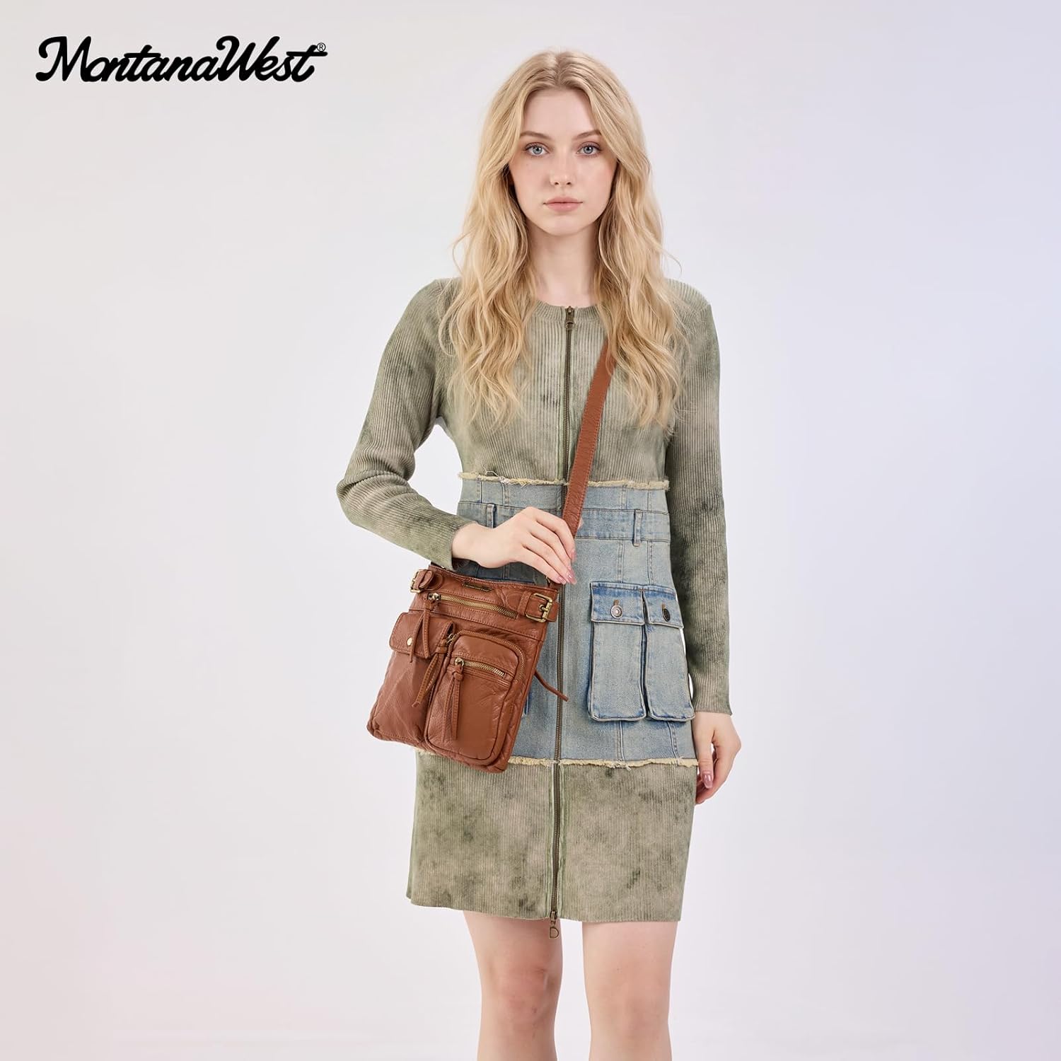 Montana West Crossbody Bag for Women Soft Washed Leather Multi Pocket crossbody handbags