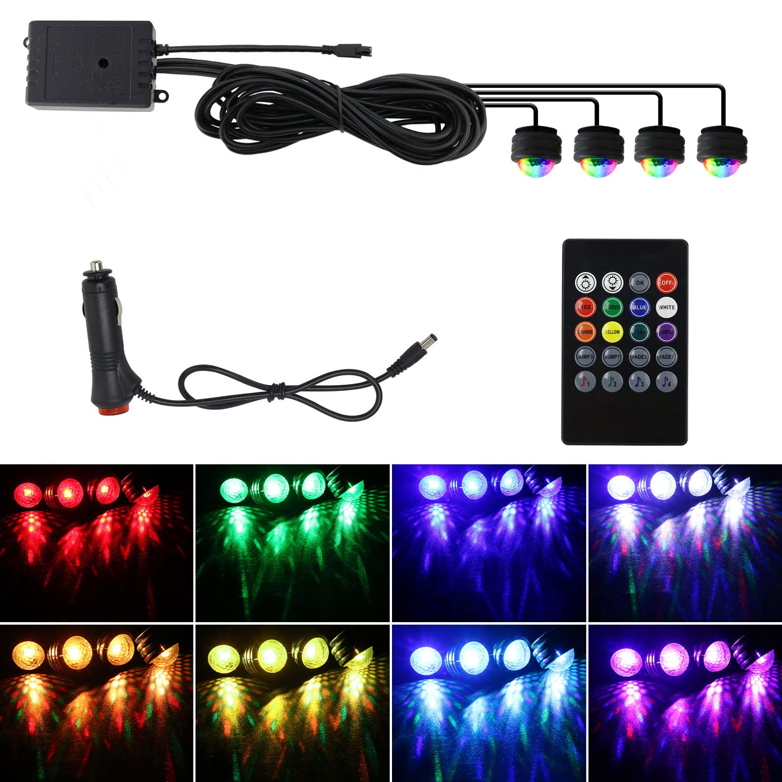 Interior Car Lights, Design RGB LED Car Strip Lights Under Dash Lighting Kits