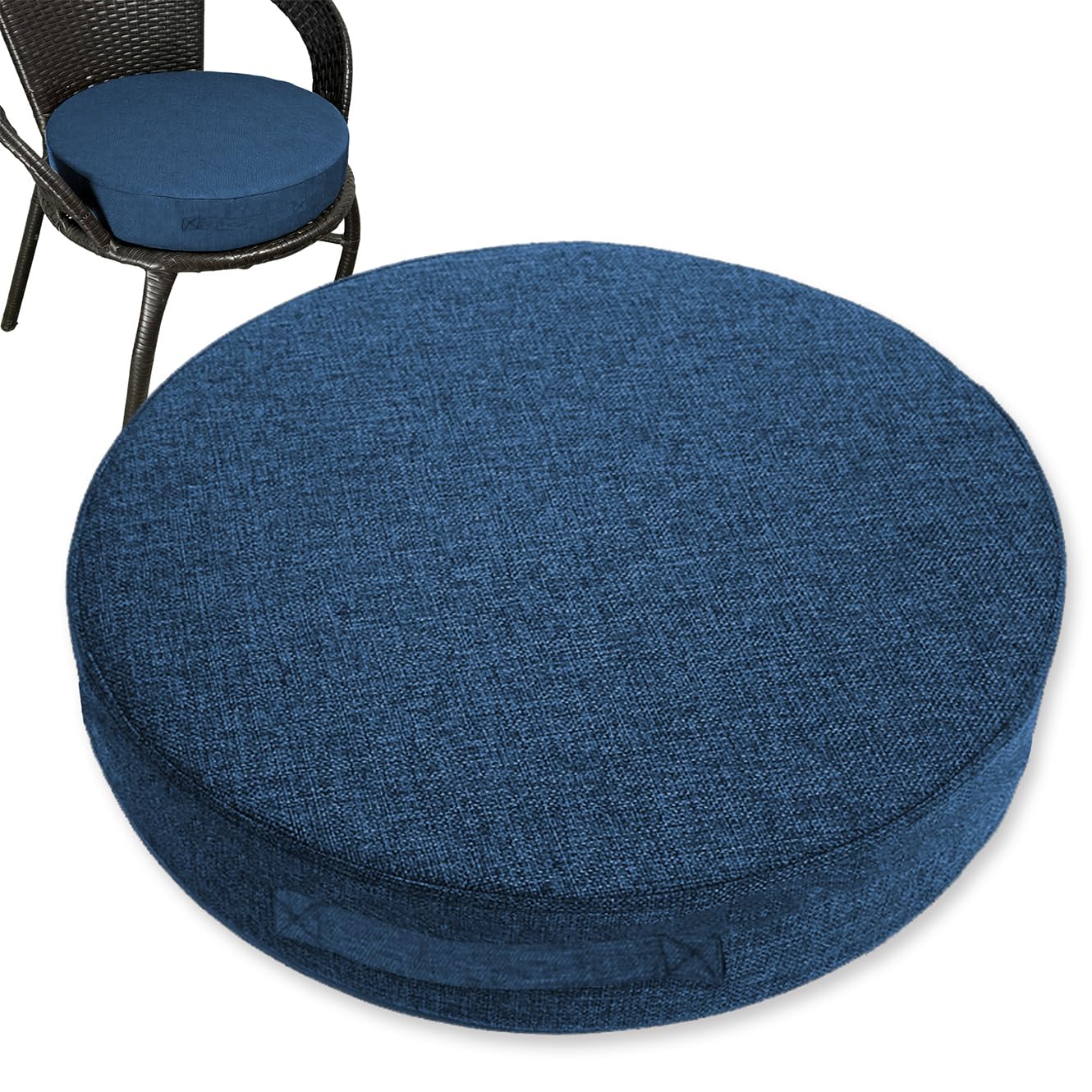 Rr tianshi Thick Seat Cushion Large Recliner Cushions for Elderly with Handle,Non Slip Square Foam Chair Pads for Couch Armchair Chairs or As Floor Pillow (Navy,40x40x8cm)