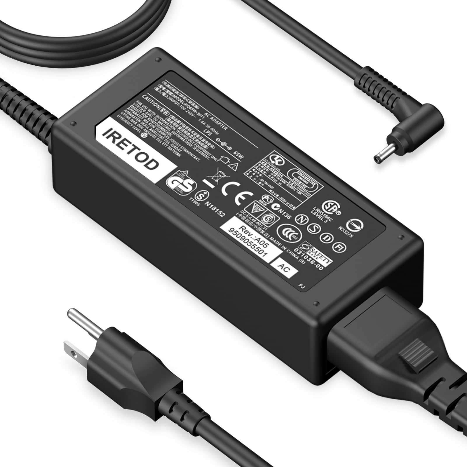 Charger Compatible with Acer Laptop Chromebook 65W 45W Round Tip Fast Power Adapter, 19V 3.42A AC Adapter Power Cord