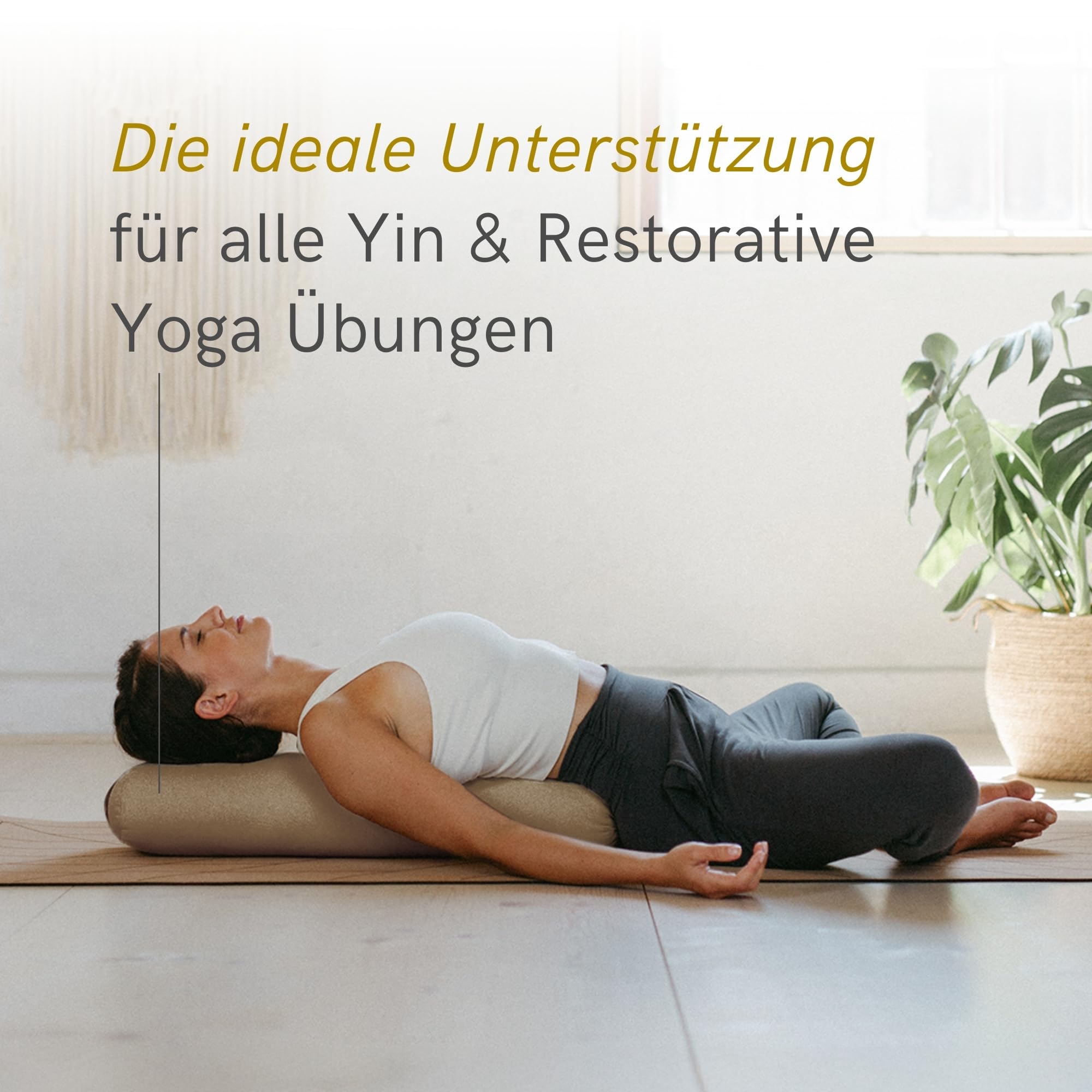 Lotuscrafts Bolster Yoga Nackenrolle 100% Kapok Füllung Baumwolle Bezug waschbar Kissen Restorative Yoga
