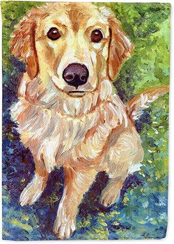 Caroline's Treasures 7428GF - Bandera decorativa para jardín con paciencia y diseño de dorada, para patio exterior, patio, parterres, tamaño de