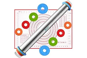 Rolling Pin and Silicone Baking Pastry Mat Set