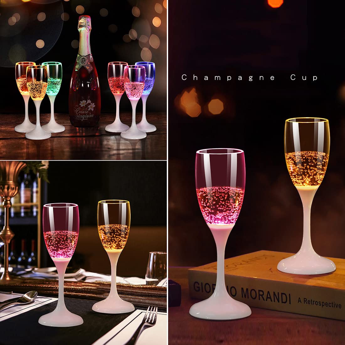 Amazon | LED シャンパングラス コップ ワイン ゴブレット