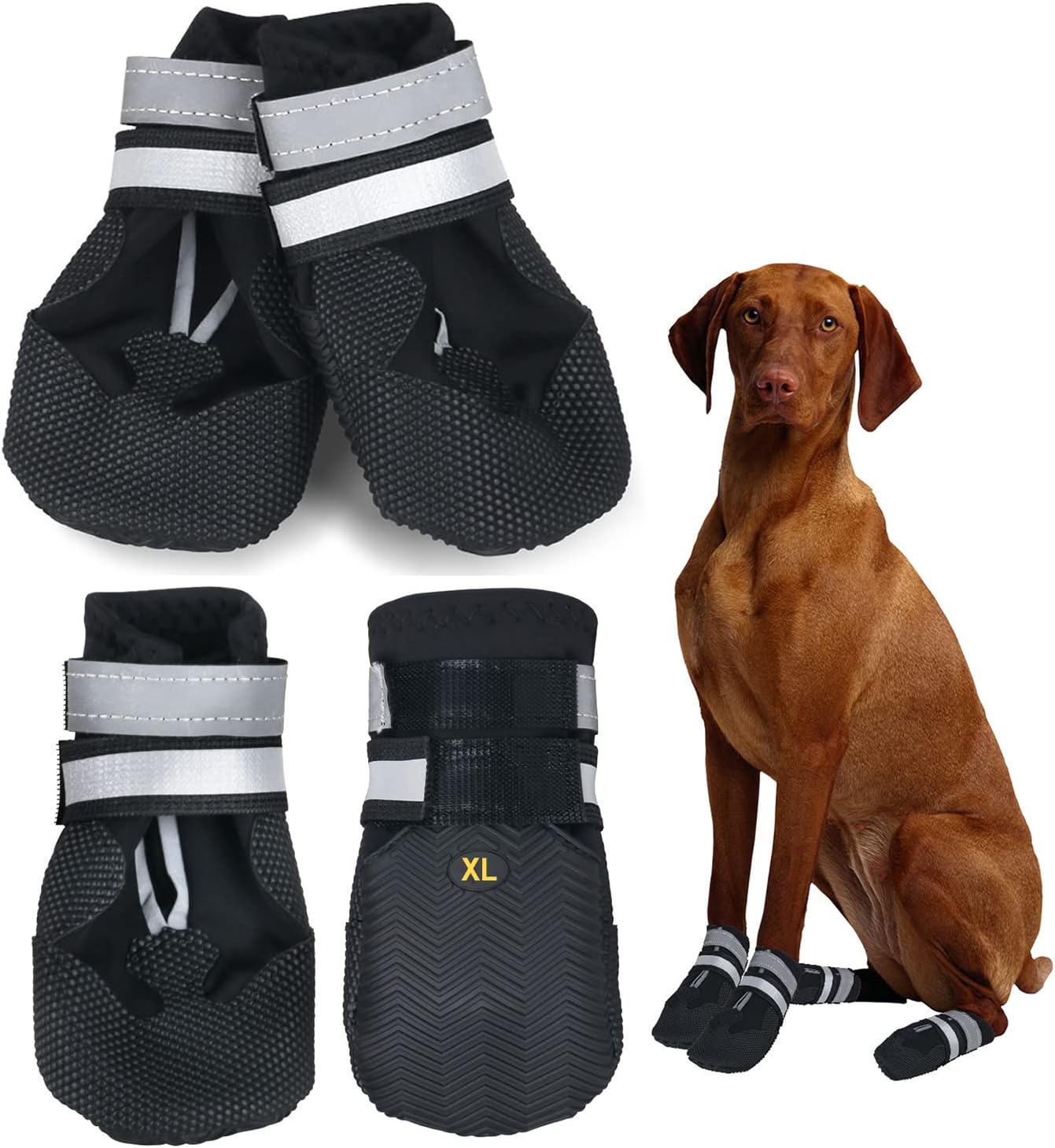 Avvrel Dog Boots for Injured Paws Waterproof, Set of 4 Dog Shoes Dog