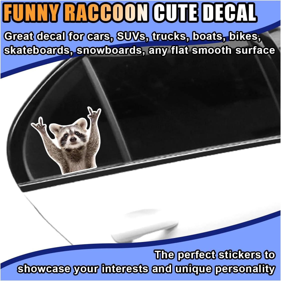 Funny Rocking Raccoon Sticker Decal - Cute Car Window Decal Waterproof Vinyl Sticker, 5.11×4.42 Inch Raccoon Pattern Car Laptop Wall Window Bumper Sticker (1PC) - Image 5