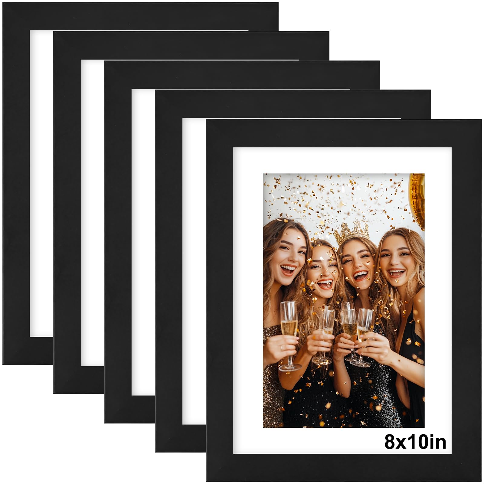 8x10 Photo Frame Black - 5 Pack 10x8 Picture Frames with Mount, Photo Frames 8x10 Picture Frame for Wall Mount & Desktop