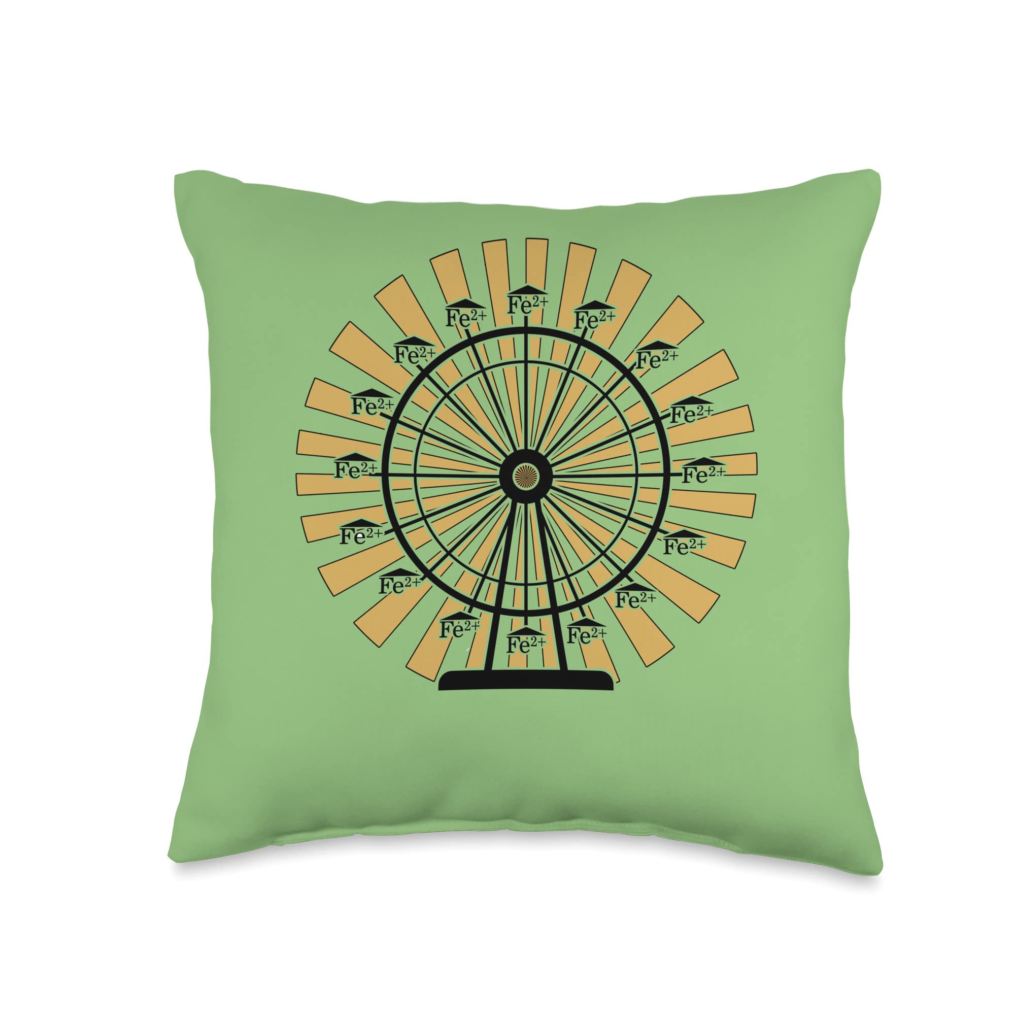 Chemistry Ferrous Feris Wheel Periodic Table Element Throw Pillow, 16x16, Multicolor