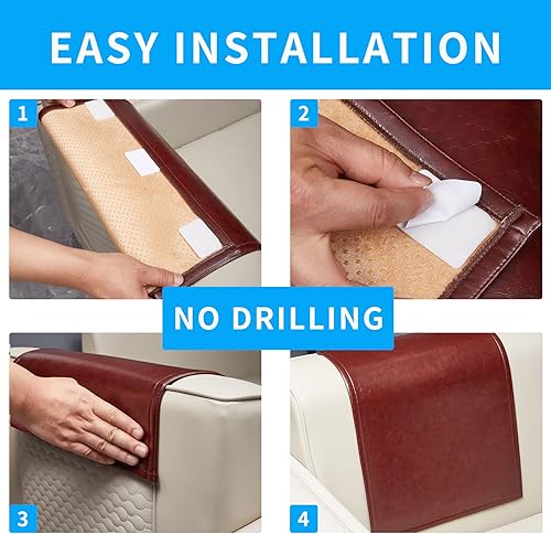 Miniatura 4 de Protector de reposacabezas reclinable antideslizante, fundas lavables de piel sintética para reposacabezas para silla reclinable, fundas