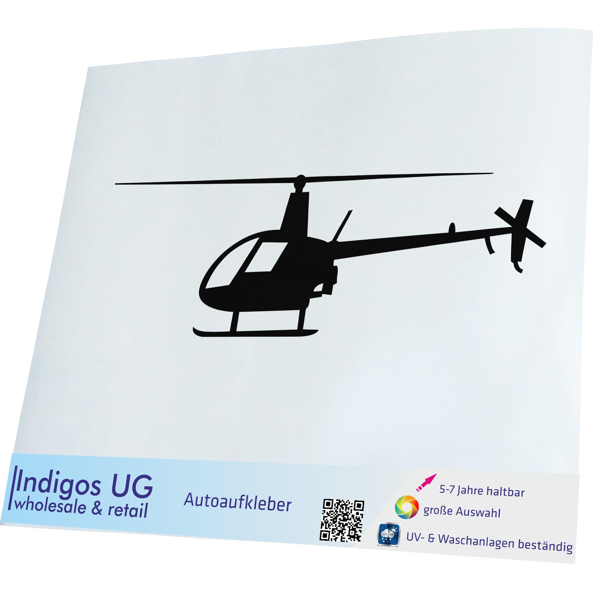 Indigos Ug Black - Car Sticker - Decal - Helicopter - 149X47 - Tuning - Rear Window - Bicycle - Motorcycle - Truck