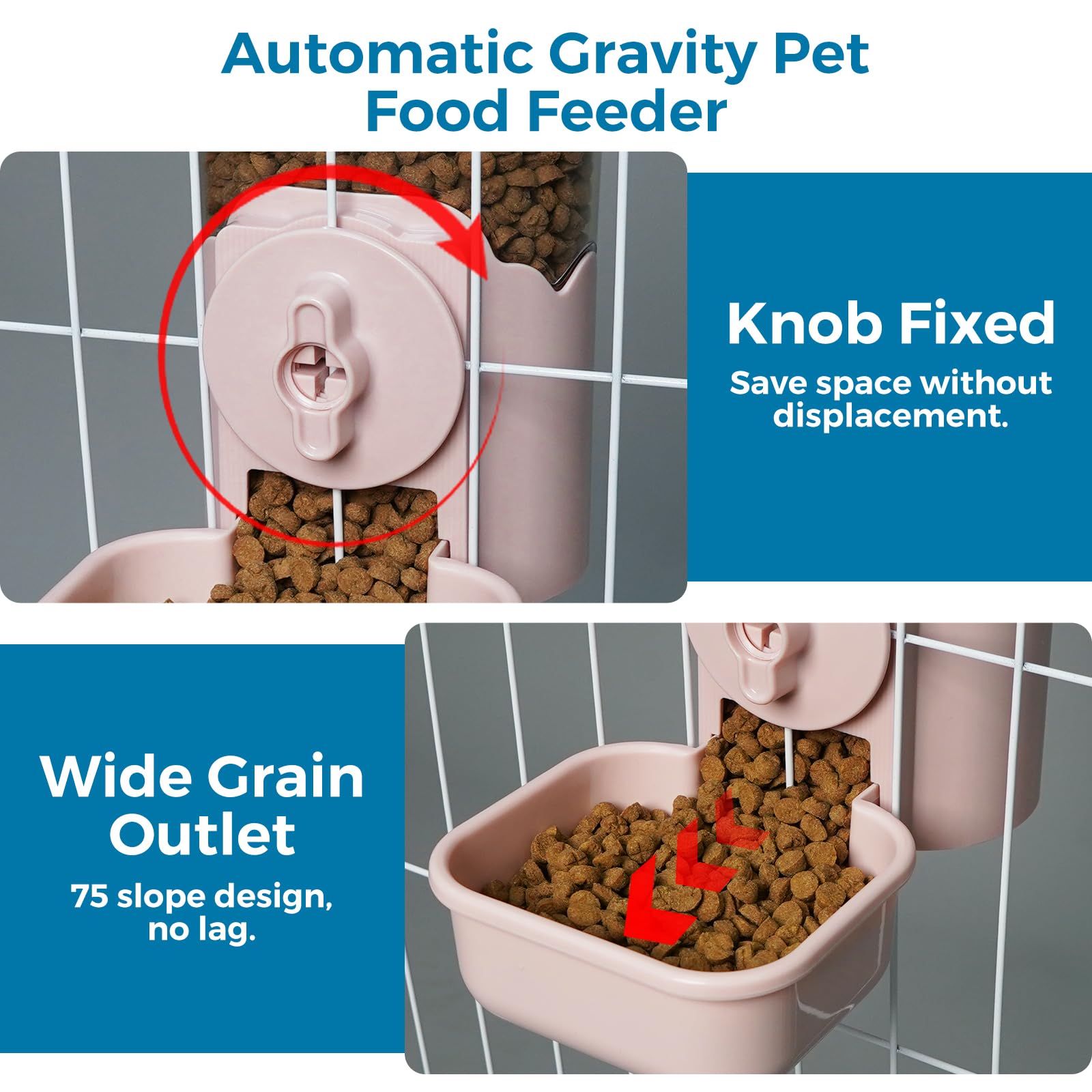 Vannon Dispensador automático de alimentos colgante para animales pequeños, comedero de gravedad de 35 onzas para jaula, cuenco de comida para conejo, cachorro, gato, hurón, cobaya, chinchilla, loro