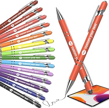 Custom Pens Personalized Bulk, Customized Pen with Name, Logo Or Information, Personalized Pens with Stylus, for Businesses, Parties and Events, Black Ink Custom Pen Design-01