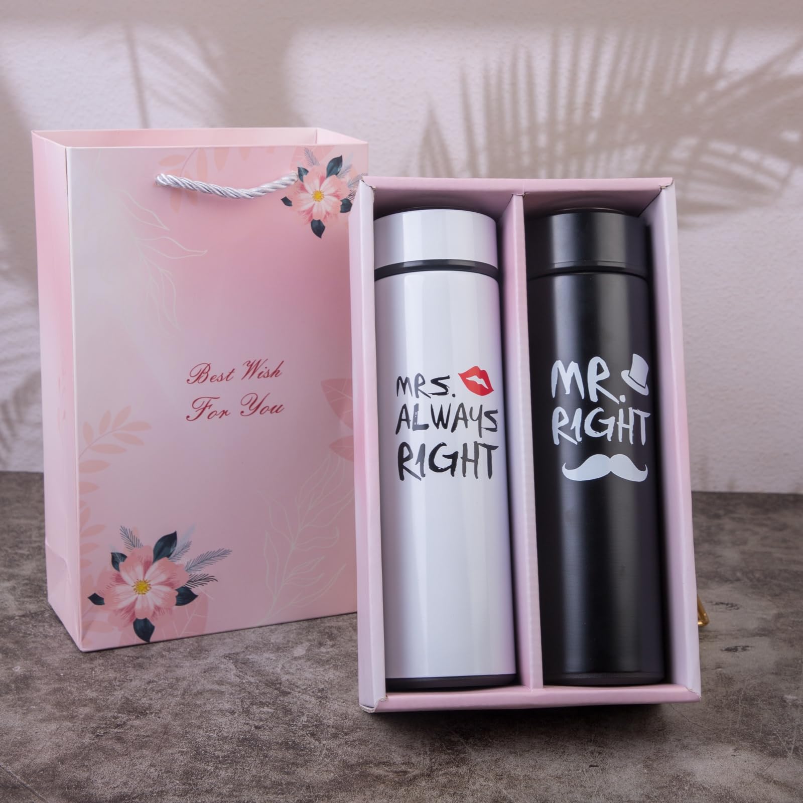Wifey & Hubby Tumbler Set - 40 Oz Stainless Steel Insulated Cups, Wedding & Couples Gifts