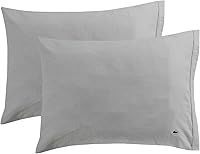 Vista 13 de Lacoste Par de fundas de almohada 100% algodón percal, sólido, gris oscuro, tamaño King