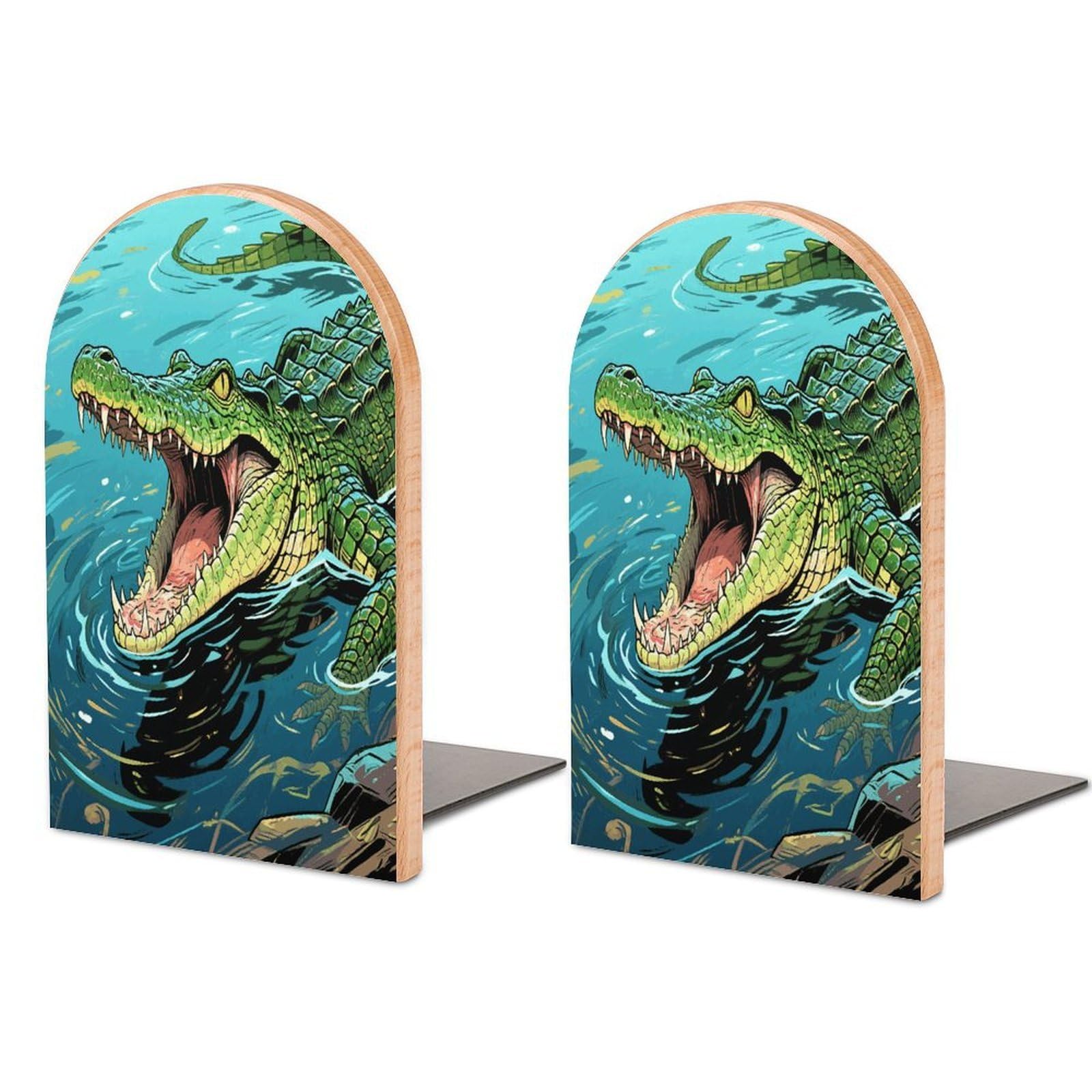 Sujetalibros decorativo de cocodrilo para decorar estantes infantiles