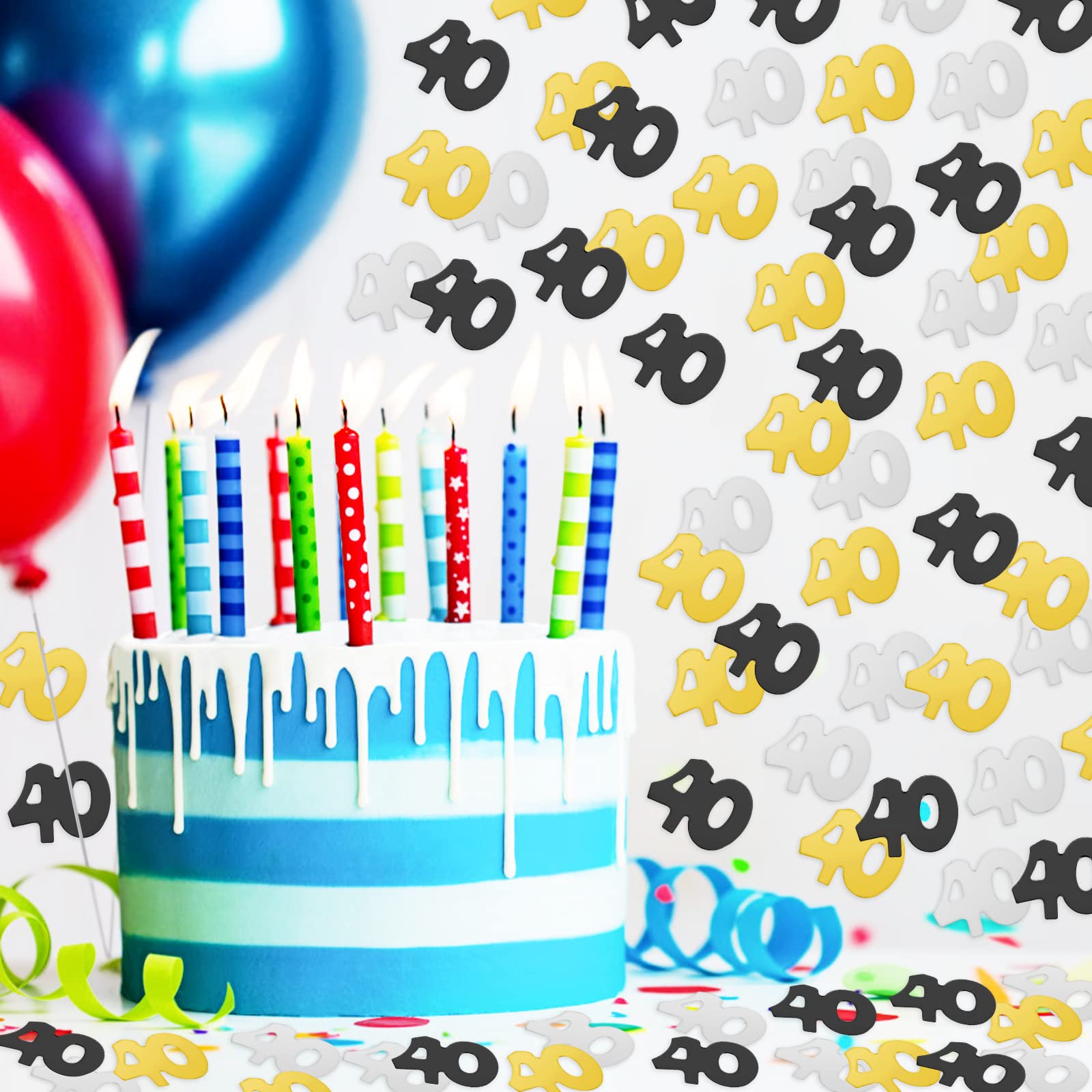 Coriandoli Numero 40 Argento - Decorazione Compleanno 40 Anni Per Feste E Tavoli - Foto 2