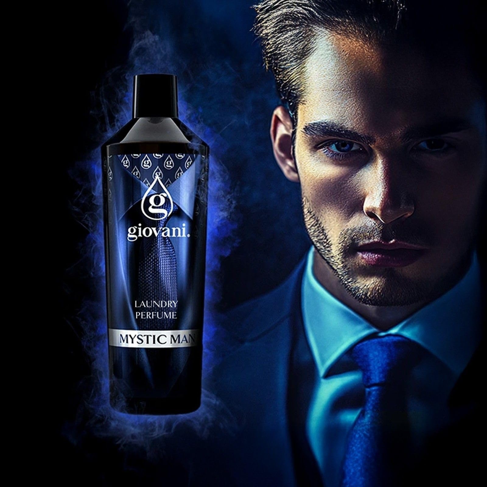 Giovani Profumatore per Bucato MYSTIC MAN 500 ml | Fragranza Fresca e Speziata Maschile con Note di Pompelmo, Salvia, Vetiver e Patchouli | Profumatore per Bucato Concentrato Fino a 100 Lavaggi