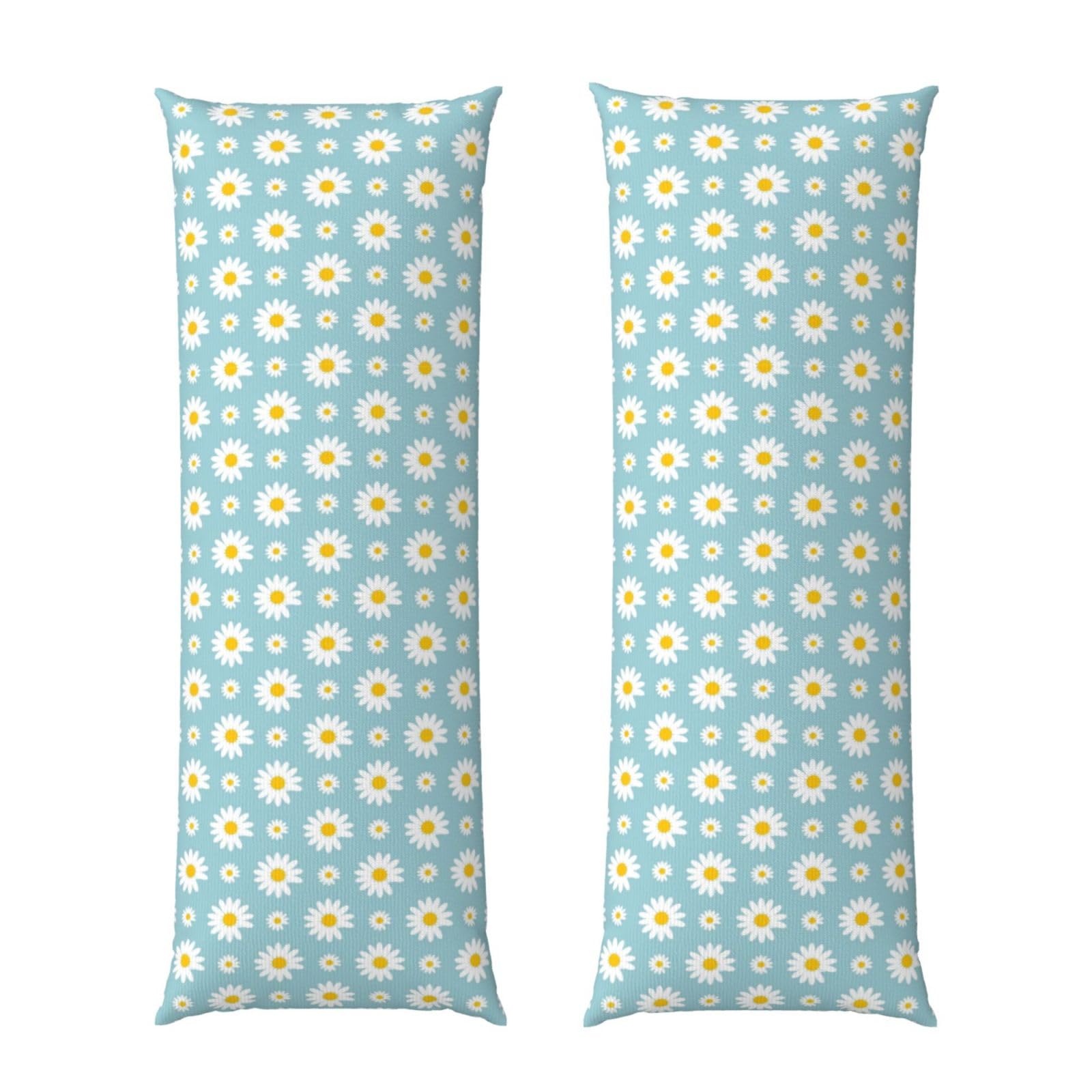 Long Pillowcase 20x60 Inch, Floral Daisy Flowers Purple, Ultra Soft Body Pillow Cover with Hidden Zipper, Wrinkle Resistant Fabric for Bed Couch Home Decoration