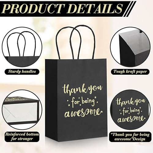 Miniatura 4 de Jetec 50 bolsas de regalo de papel de agradecimiento para trabajadores sociales, voluntarios y voluntarios, con asas para compañeros de trabajo,