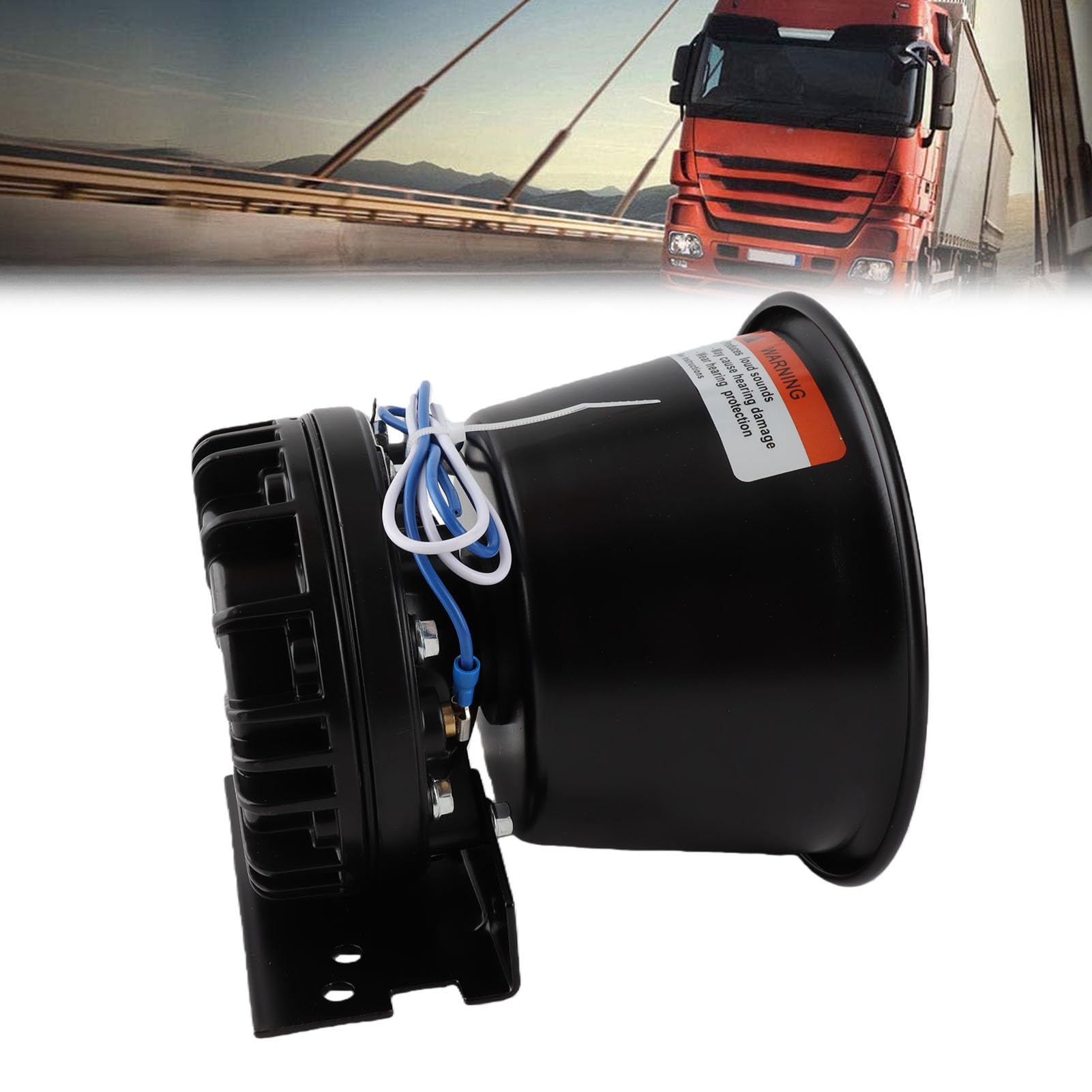 Tbest Haut-parleur de Sirène D'avertissement 200 W 130 DB, Cône D'alarme D'urgence, Klaxon de Voiture pour Camion, Ambulance, Routier, Haut-parleur en Alliage D'aluminium Haute