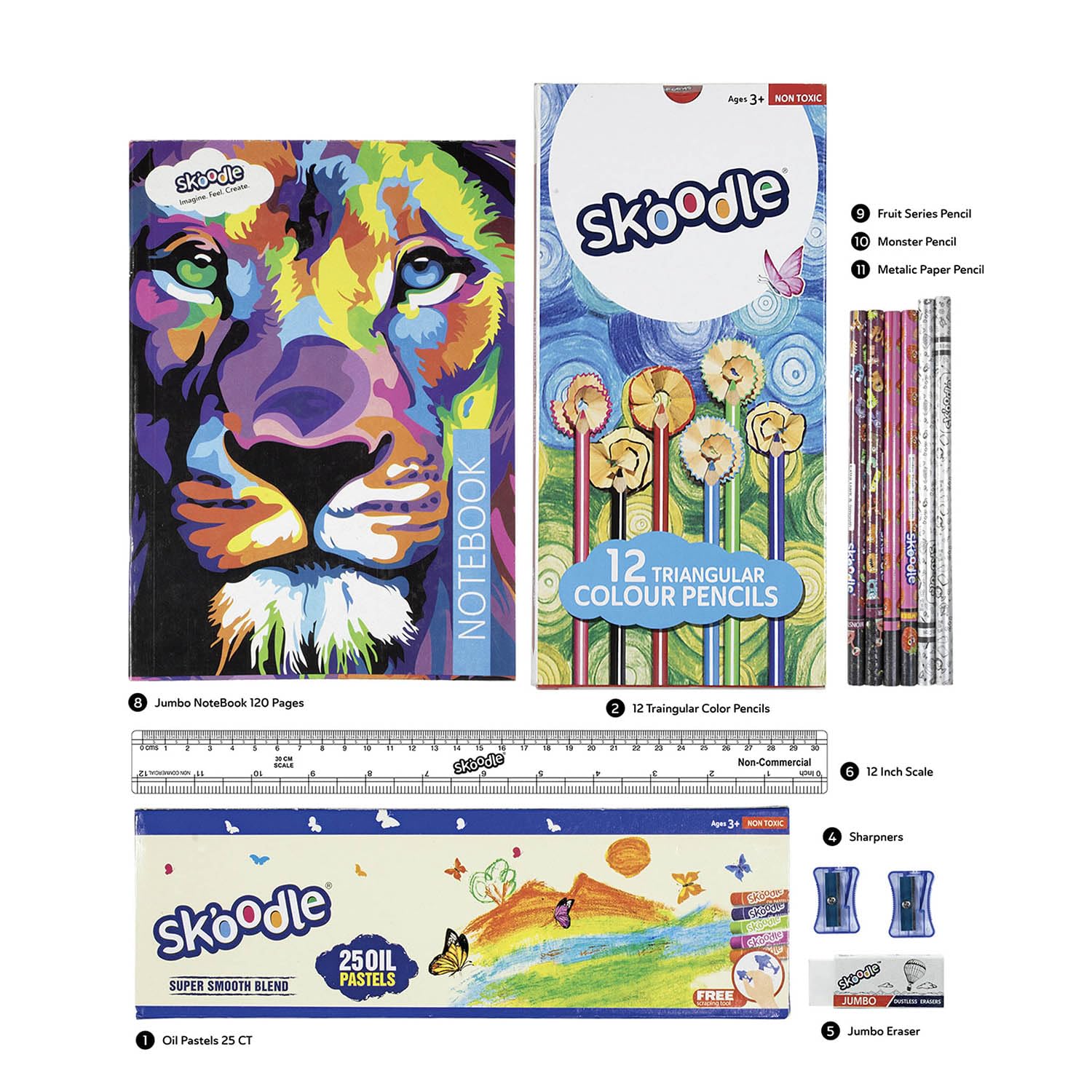 SKOODLE Art & Colouring Kit - A Complete Set for Creative Exploration and Expression, Art & Craft for Kids 4