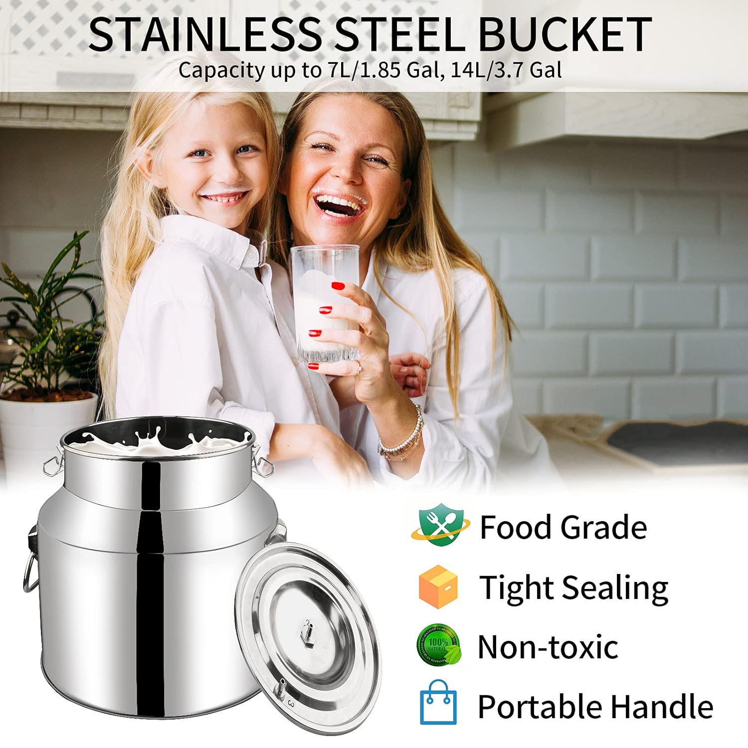 ABDQPC Portable Cow Milking Machine, 7L14L Pulsation Vacuum Pump Milker, Electric Livestock Milking Equipment wFood-Grade Bucket, Auto-Stop Milking Machine for Cows : Patio, Lawn & Garden