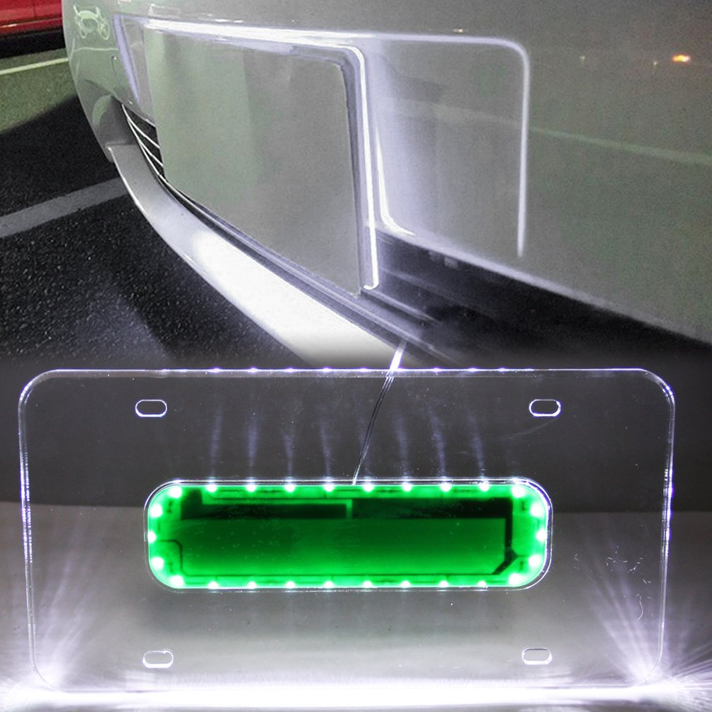 Universal Auto White LED Light Acrylic License Plate Frame Holder MINGLI 12V 26 LEDs Car Lighted Edge Lit White LED Light Plaque Plate Number Lamp Shell Frame