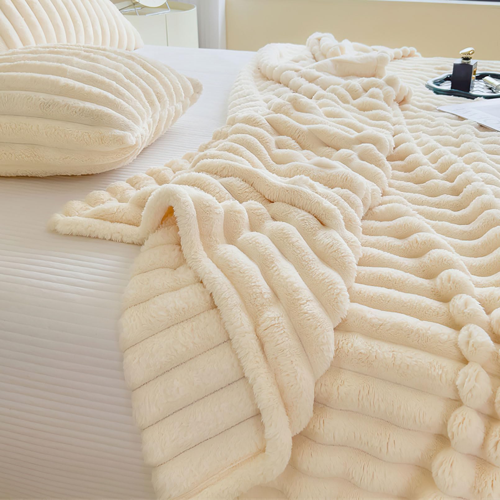 Coperta 200 x 230 cm, calda coperta e copridivano, per mamma, donne e fidanzate (beige, 200 x 230 cm)
