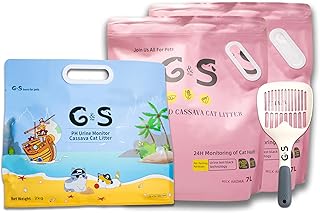 G&S Tofu Cat Litter, Non-Stick,Urine Test Clumping,Flushable,Ultra Absorbent and Fast Drying,Natural Ingredients Litter,Solubility in Water,Really Dust-Free,Less Scattering (15lb) Send Shovels
