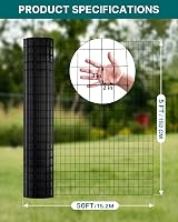 ARIFARO Rolă de gard din plasă de sârmă 1,5 m x 15 m, acoperire PVC 2 mm, ochiuri 5 x 7,5 cm, plasă de sârmă zincată termic pentru câini, găini, iepuri 2