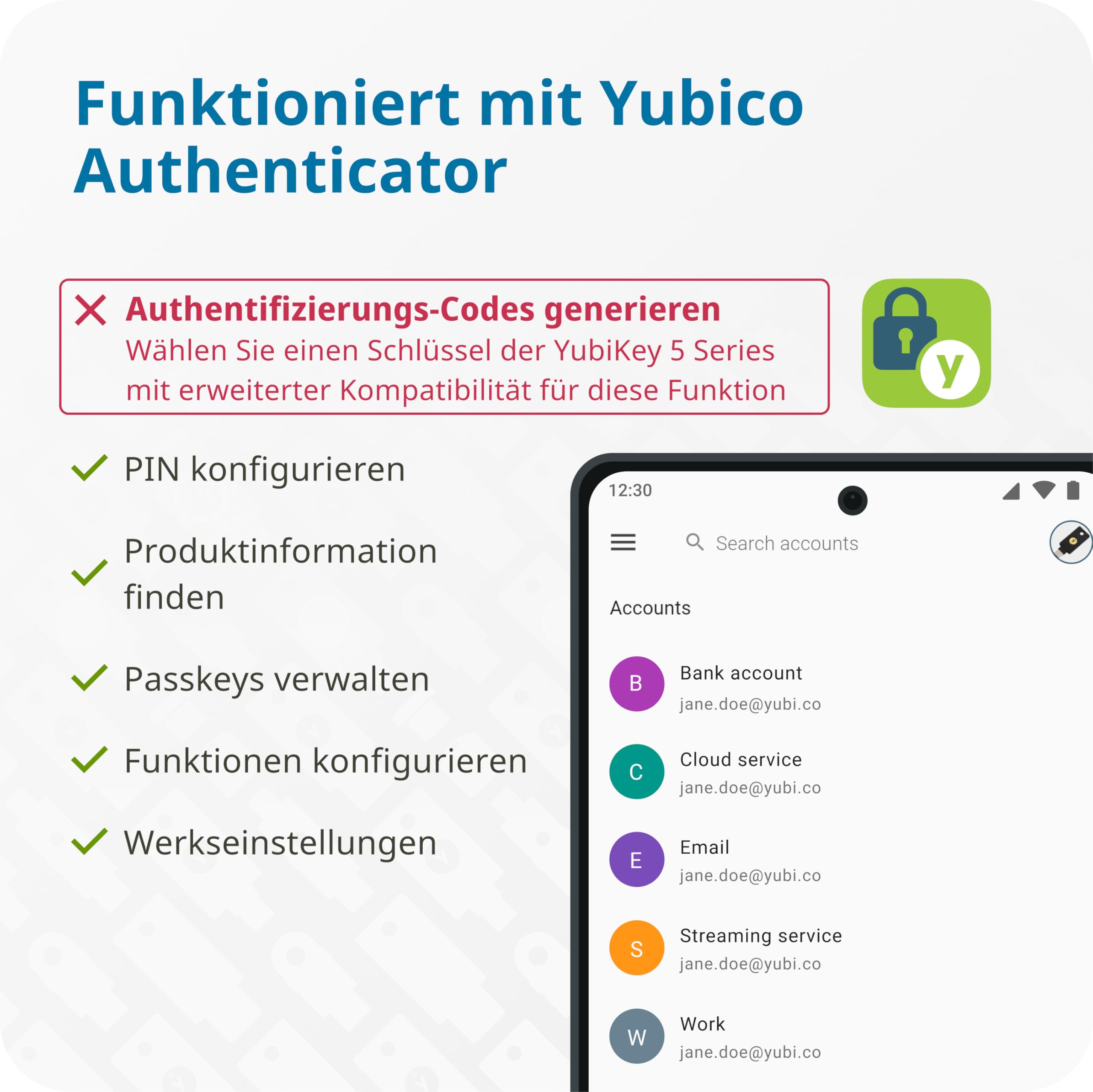Yubico Security Key C NFC Schwarz FIDO2 USB-C NFC Zwei-Faktor-Authentifizierung Sicherheitsschlüssel