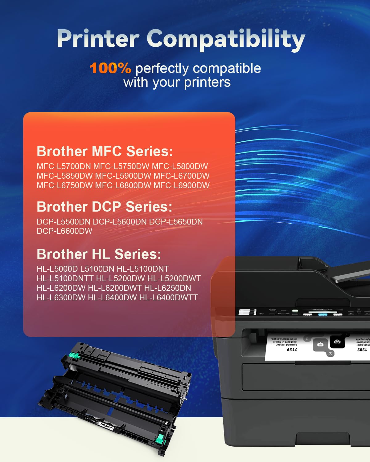 Tamburo DR-3400 Compatibile Brother Per Stampanti HL-L5000D, L5100DN, L5200DW, Ecc. - Foto 3