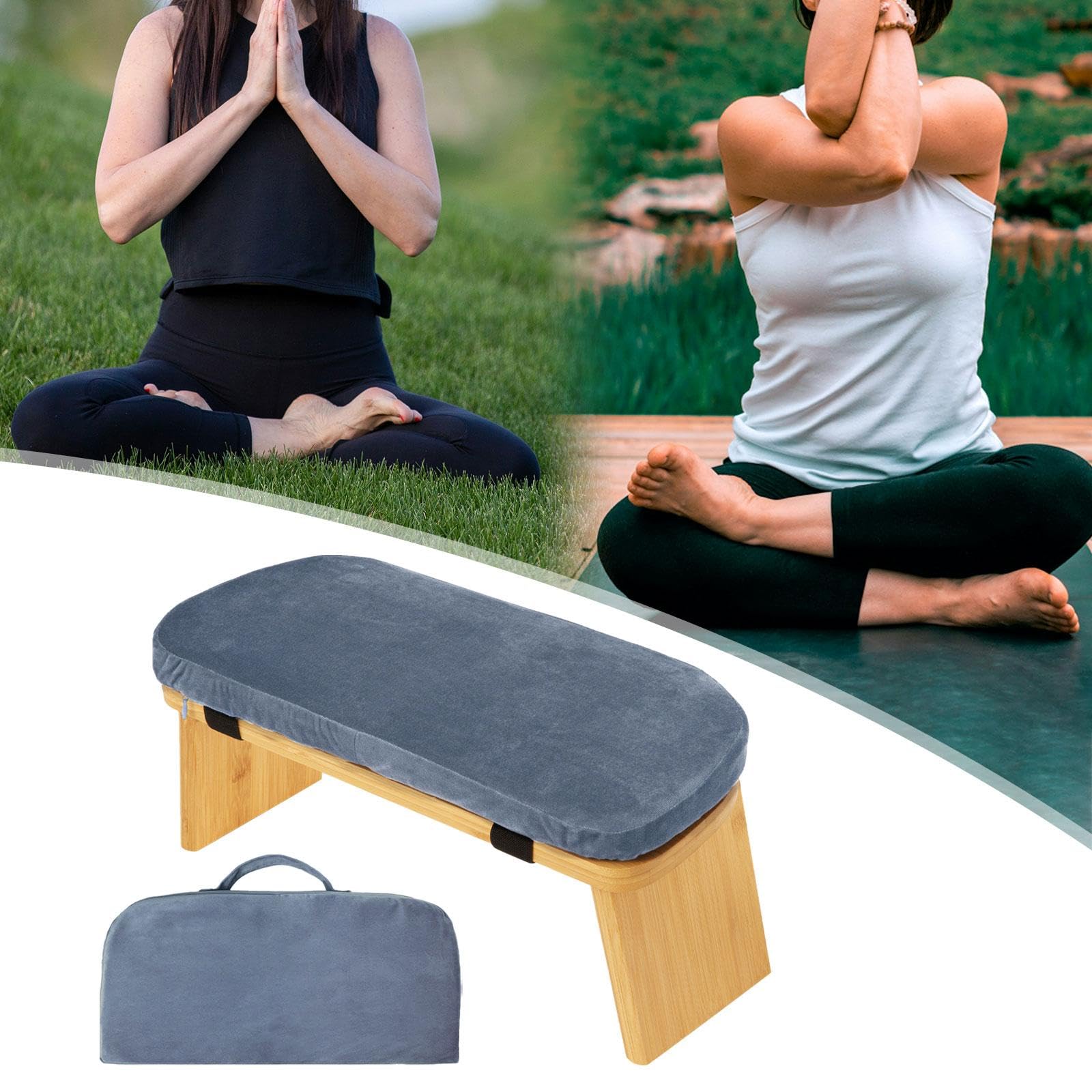 Oshhni Meditationsbank, Meditationshocker, stabil, tragbar, für Männer und Frauen, bequemes Sitzen zu Hause für ausgedehntes Üben, kniender Hocker