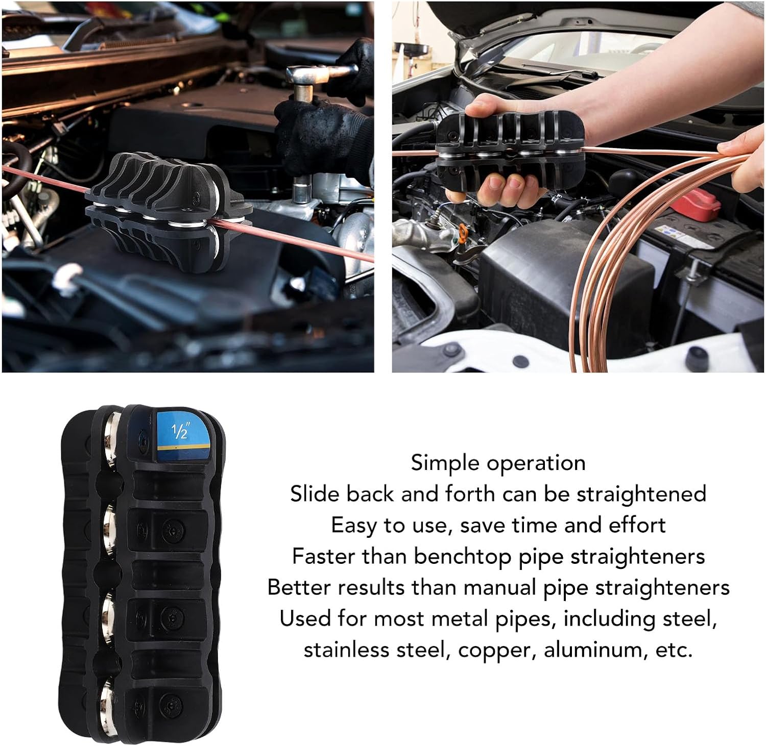 Eujgoov 1/2in Brake Pipe Handheld Line Aluminum Copper Tube Tool Straightening Steel Tubing And Stainless For Fuel Pex