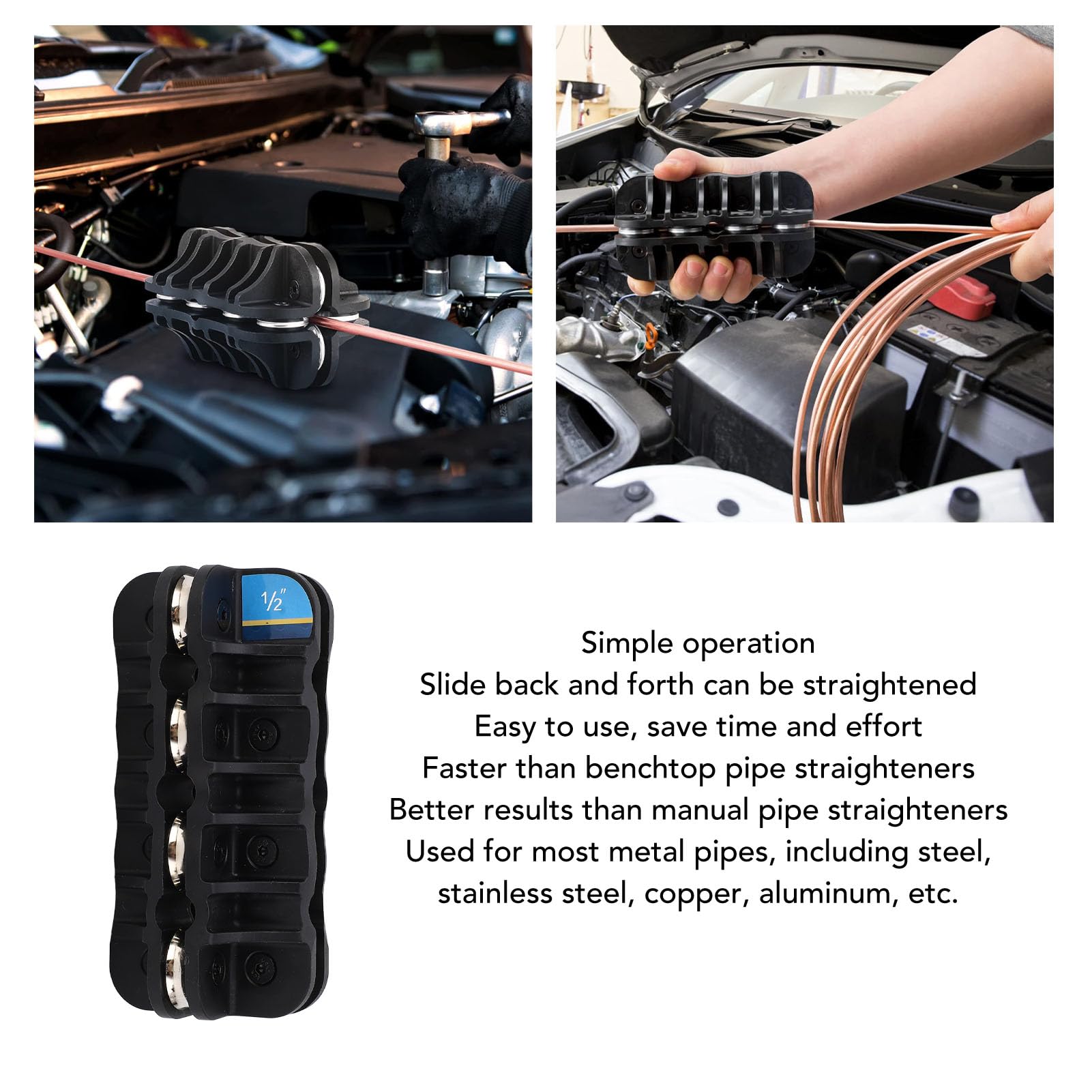 Tube Straightener : Brake Line Straightener, 1/2in 12.7mm Handheld Copper Pipe Straightening Tool