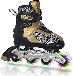 Nattork Kids Adjustable Inline Skates with PU Flash Wheels, Fun Roller Skates for Ages 4-12, Indoor/Outdoor Birthday Gift for Son and Grandson