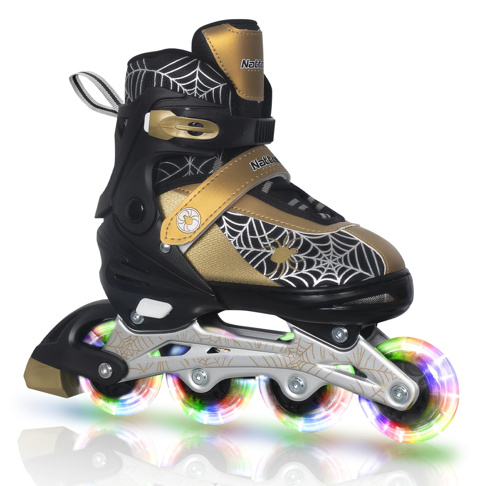 Nattork Adjustable Children's Inline Skates with PU Flash Wheels, Fun Inline Skates with Light-up Wheels, for Ages 4-12, Indoor/Outdoor Birthday Gift