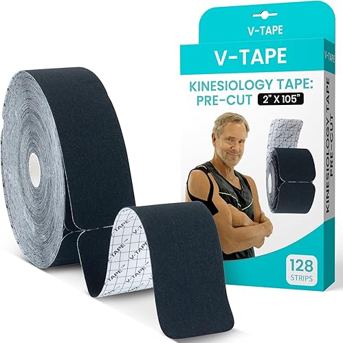 Vista 10 de Vive Kinesiology - Rollo de cinta de kinesiología, tiras precortadas (2 pulgadas x 16 pies/20 tiras) - Cinta deportiva Kinesio Athletic - Rodilla