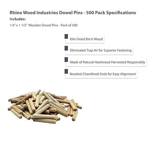 Vista 91 de 1/4" x 1" - Paquete de 500 pasadores de madera - Secados al horno, estriados y biselados (1/4" x 1", 500 unidades)