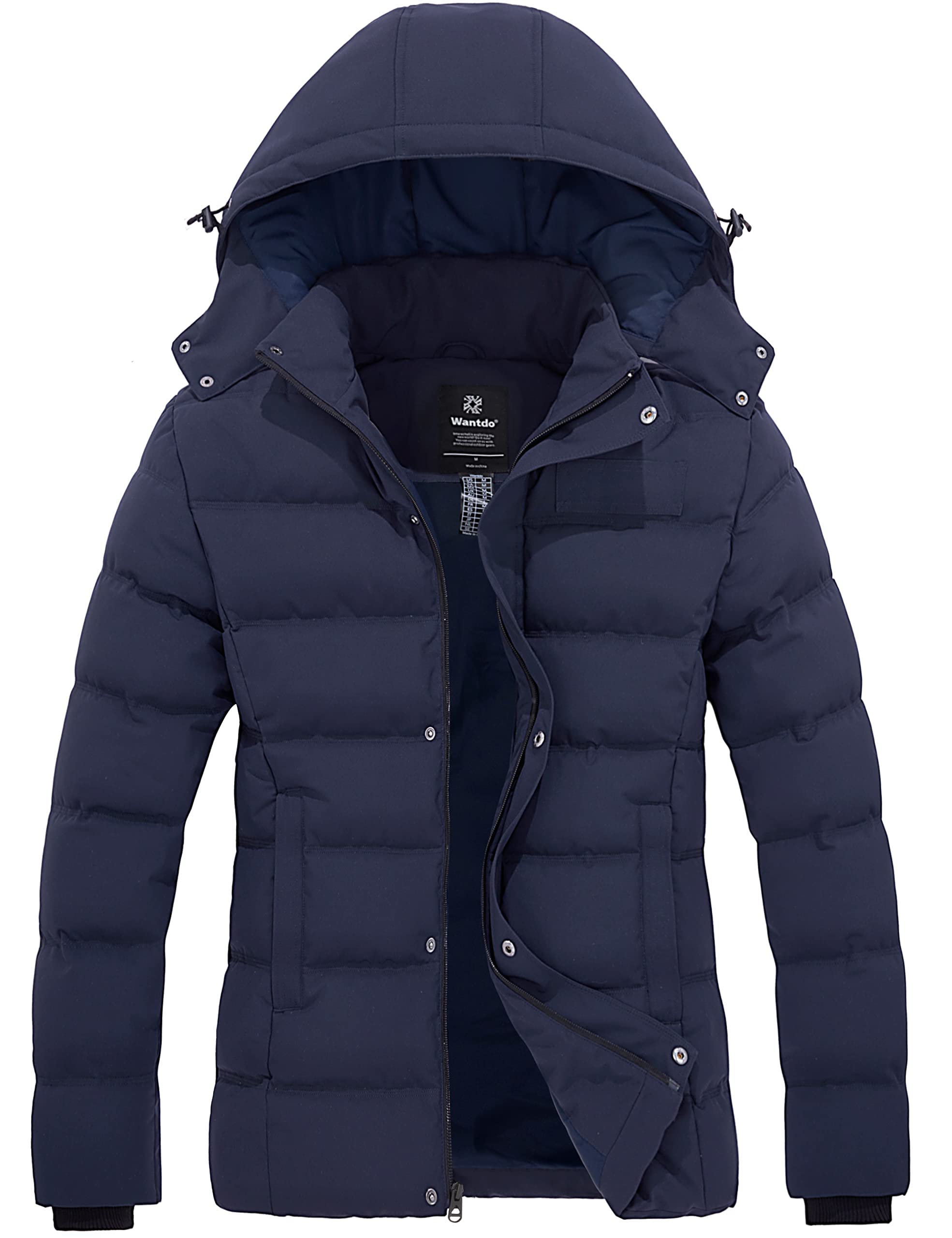 Wantdo Chaqueta de Invierno para Mujer Abrigo Corto Cálido Chaqueta Acolchada Gruesa Chaqueta Acolchada de Invierno A Prueba de Viento con Capucha Desmontable Abrigo Acolchado
