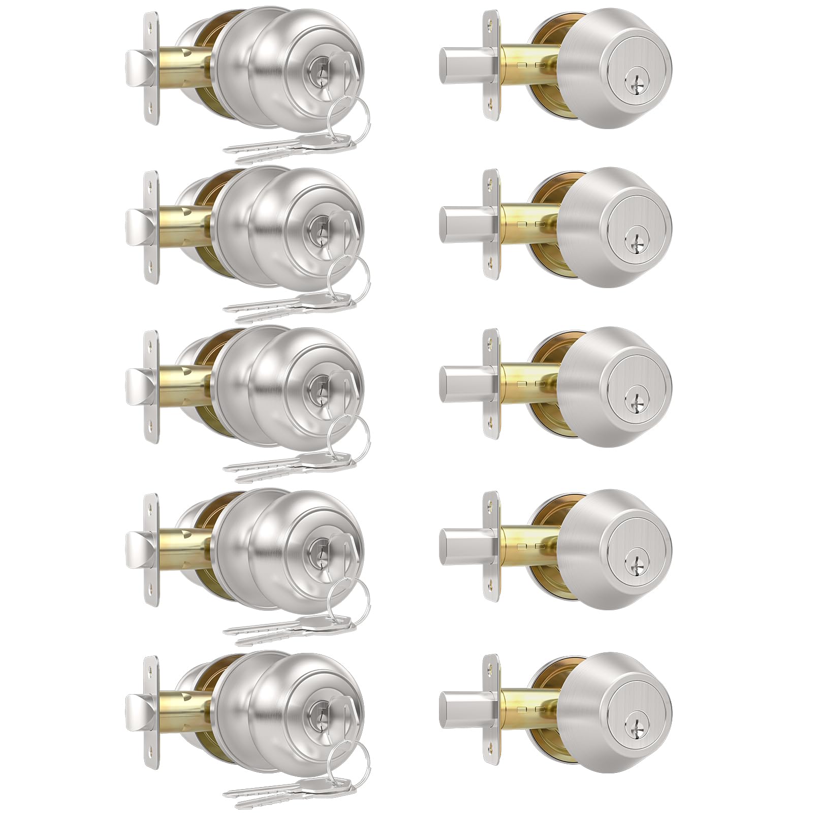 Privacy Door Knobs - Keyless Security 6 Pack -16