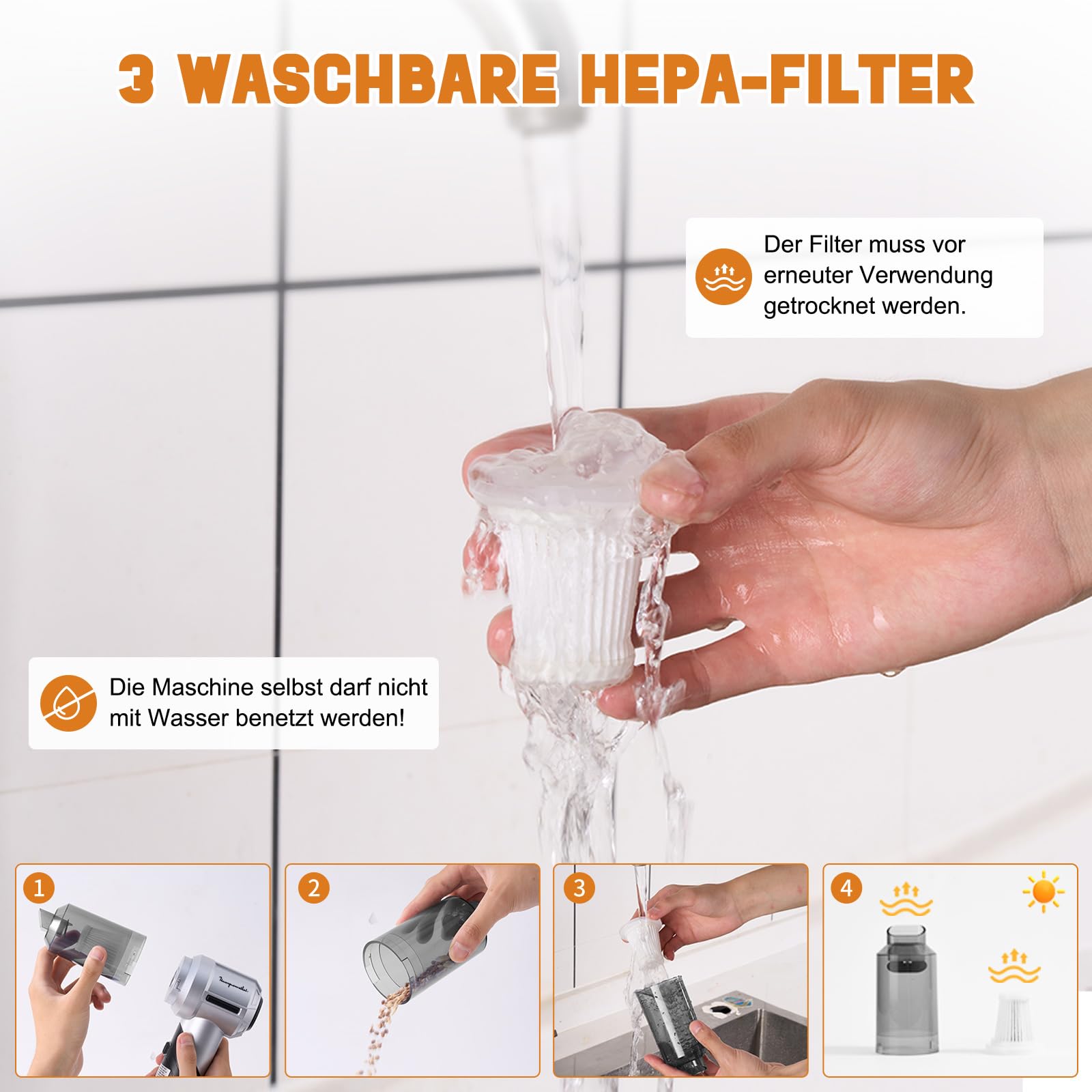 Aspirapolvere Senza Fili Auto Aspirabriciole: 15000PA Portatile 90° Aspirapolvere per Auto- 6000mAh Potente Aspiratore con 3 HEPA Filtri - Mini Aspirazione Ricaricabile Tipo-C per Ufficio Casa Animali